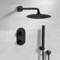 Matte Black Thermostatic Shower System with Rain Shower Head and Hand Shower
